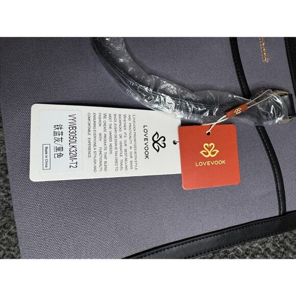 LOVEVOOK Laptop Tote Bag for Women 15.6" Office Work Bag Canvas/Haze Blue - Picture 12 of 13